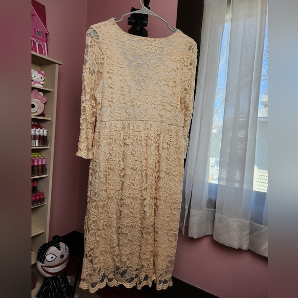 SOLD Pink Blush Creme / Off-White Dress - Picture 3 of 10